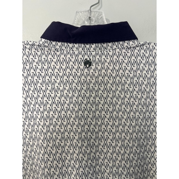 Greyson Polo Shirt Men's XL Blue Geometric All Over Print Stretch Logo Golf - Picture 7 of 12